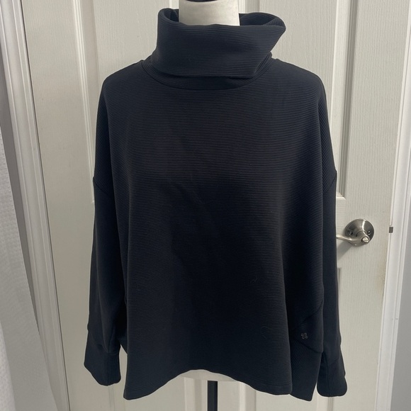 Shambhala Black Funnel Neck Relaxed Fit Active Wear Top Sz L - Picture 1 of 13